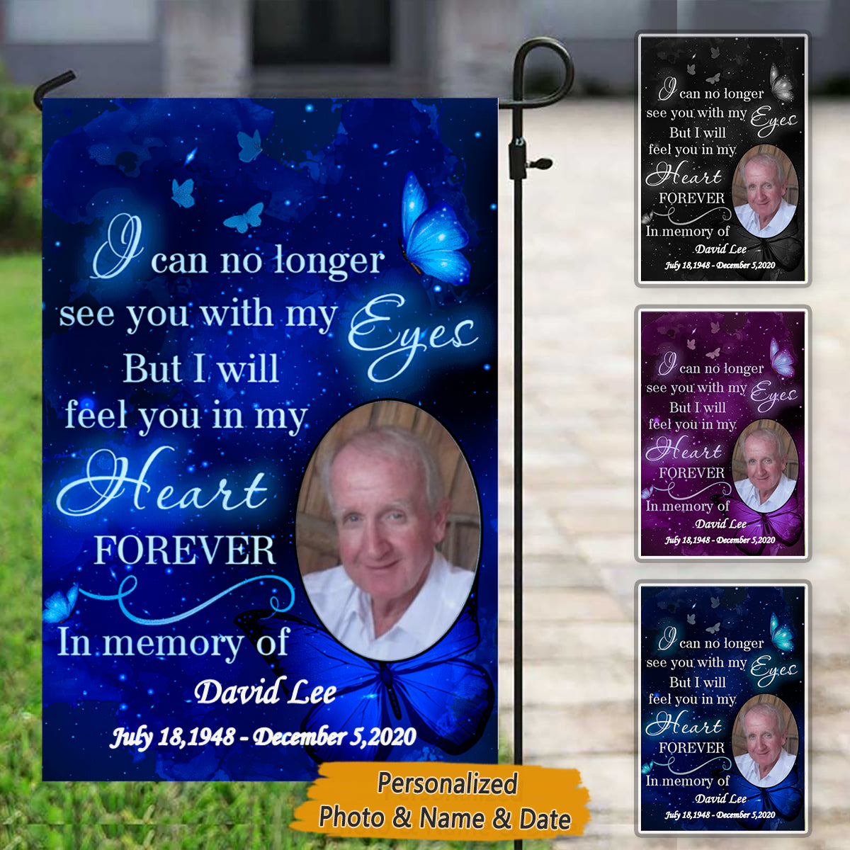 Feel You In My Heart Memorial Personalized Flags For Graves