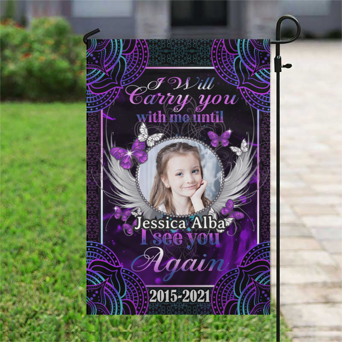 Until I See You Again Personalized Photo Memorial Garden & House Flag