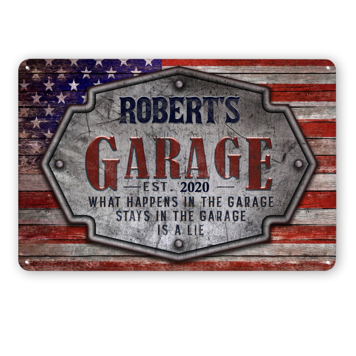 Garage Sign Vintage American Theme Personalized Metal Sign