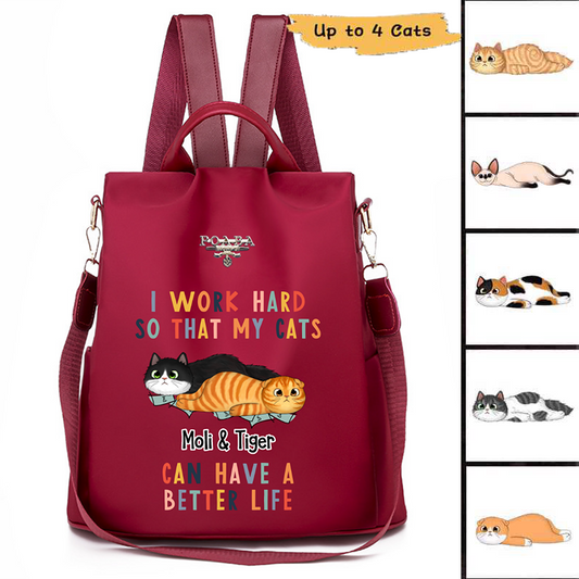 Work Hard For My Fluffy Cats Personalized Backpack