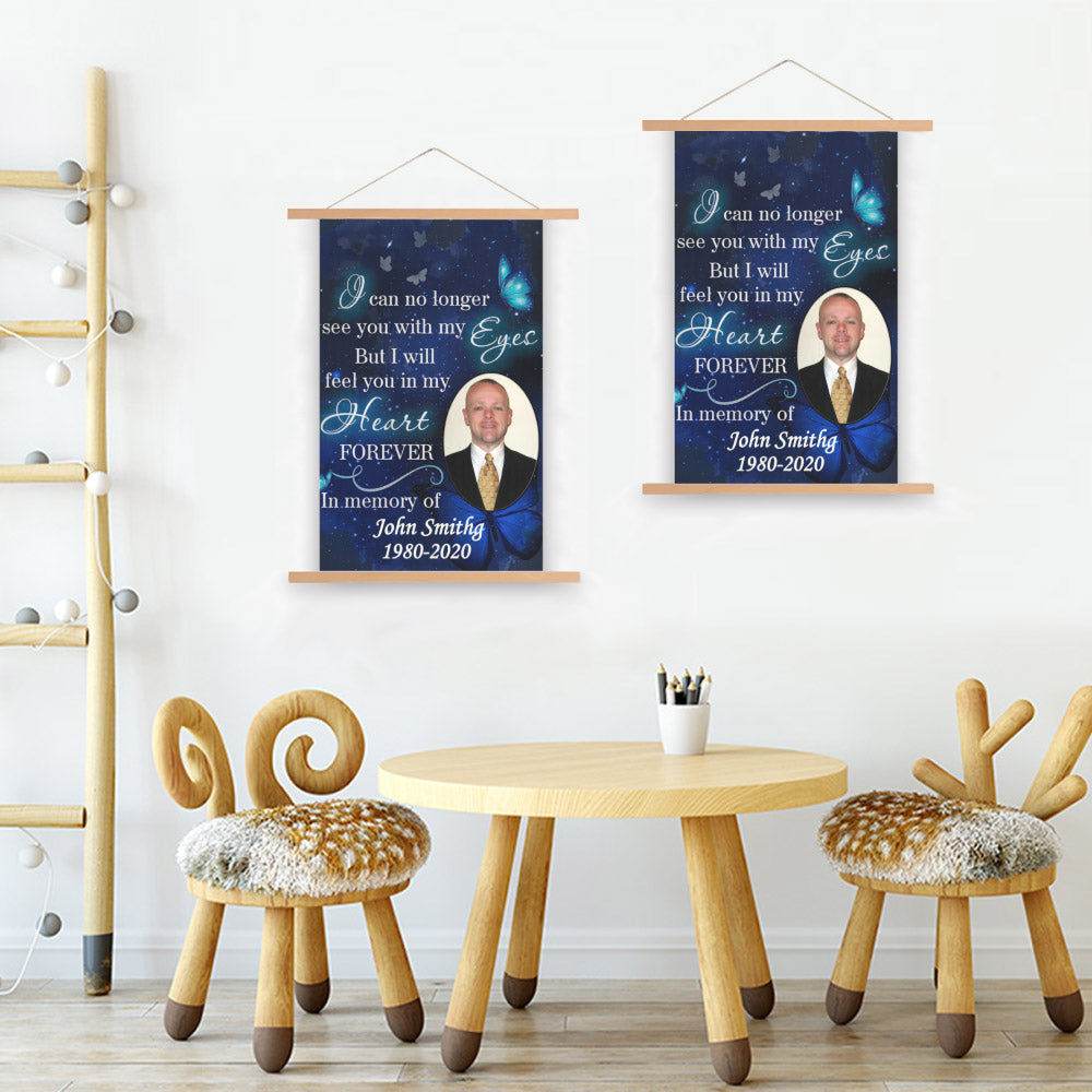 Memorial Scroll Painting, Forever in our hearts, Personalized Scroll Painting With Wooden Poster Hanger