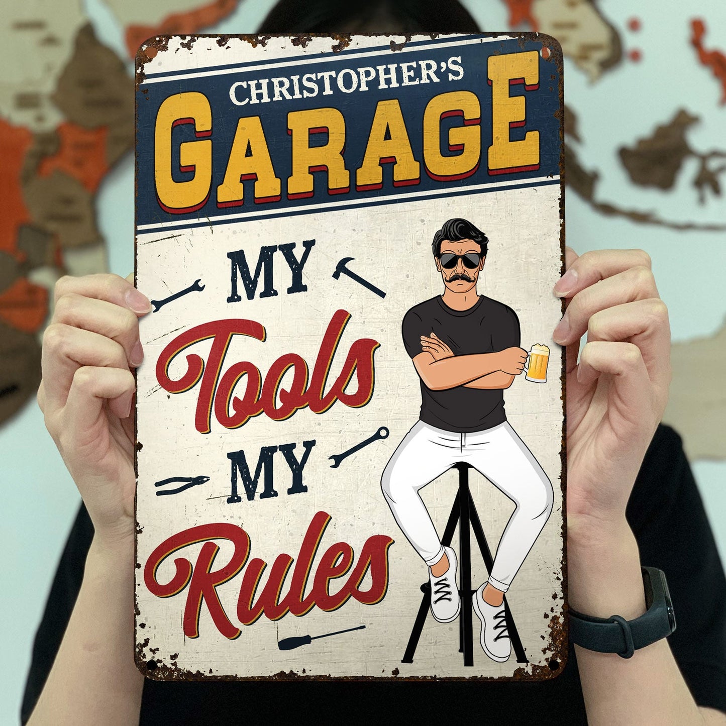 Retro Garage Fix Anything Except Stupid - Garage Home Decor - Personalized Custom Classic Metal Signs