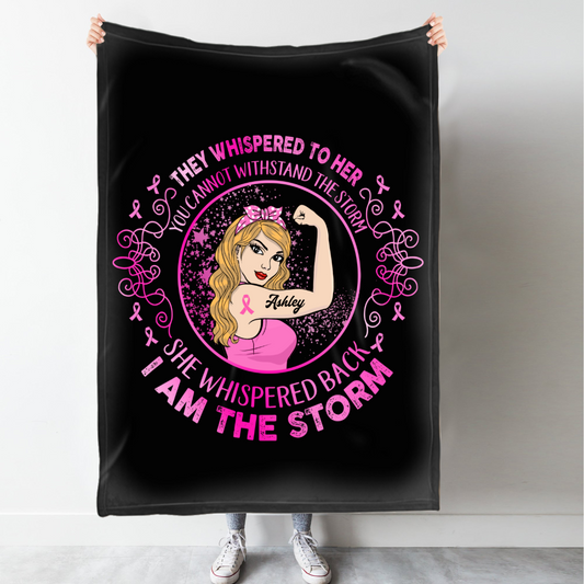 Breast Cancer Warrior Circle Personalized Fleece Blanket