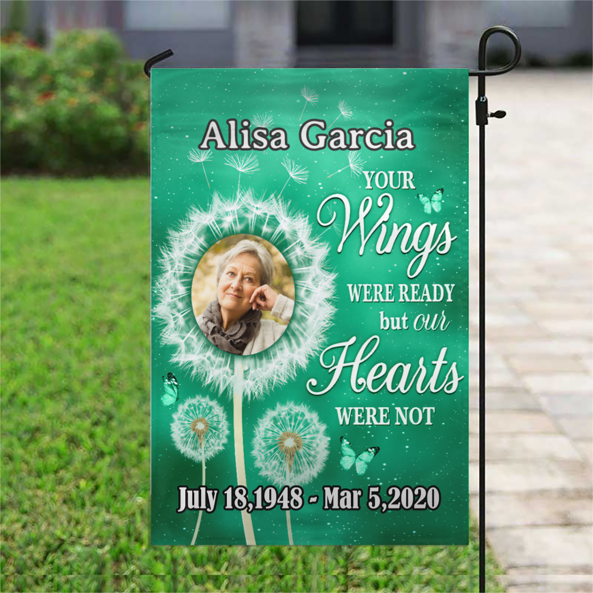 Dandelion Photo Personalized Memorial Garden & House Flag