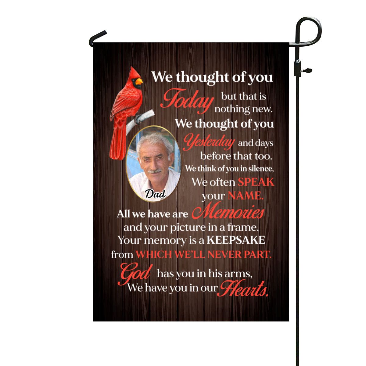 Thought Of You Today Memorial Personalized Cardinal Flag for Graves