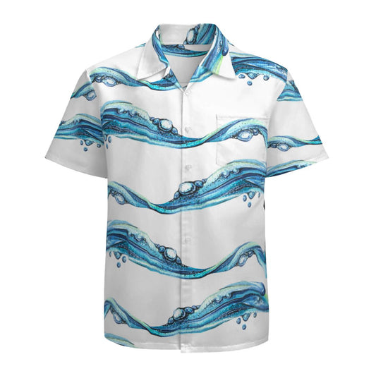 Waves Water Blue Hawaiian Shirts No.5BEOBP