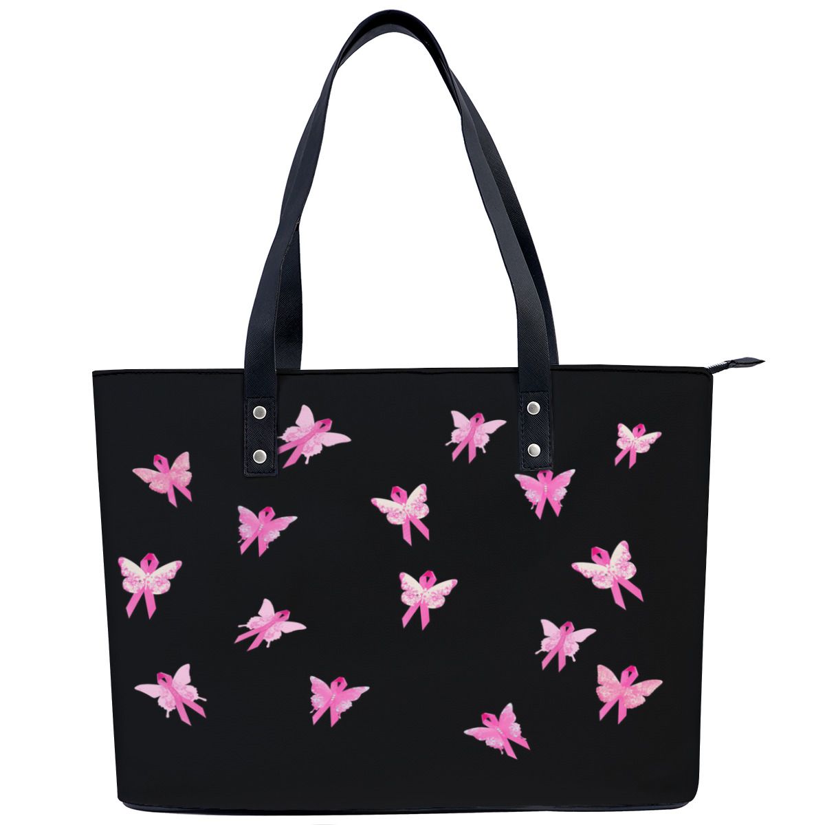 pink ribbon breast cancer awareness butterflies Shoulder Bag No.N4J48S