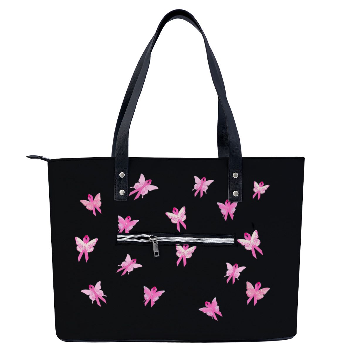 pink ribbon breast cancer awareness butterflies Shoulder Bag No.N4J48S