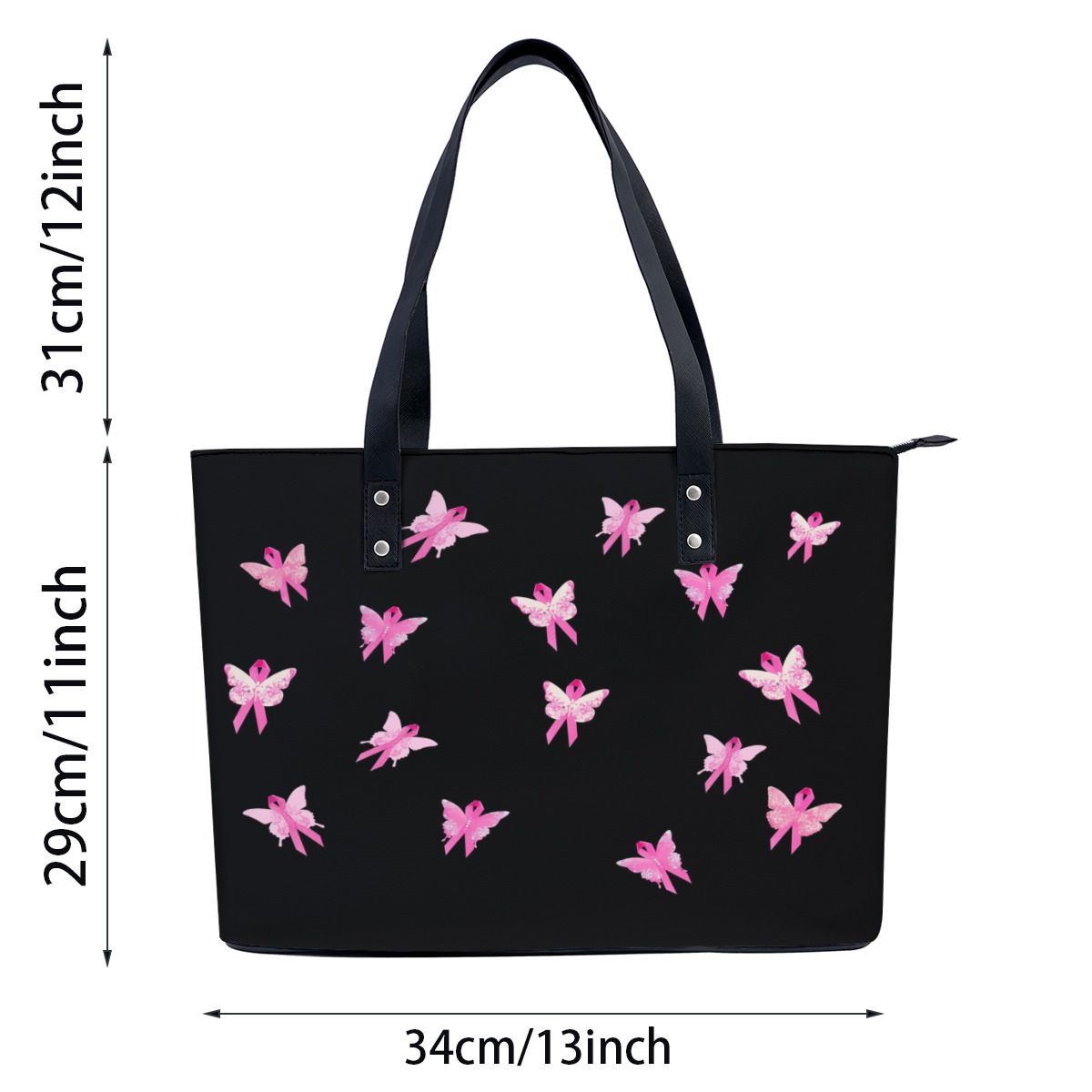 pink ribbon breast cancer awareness butterflies Shoulder Bag No.N4J48S