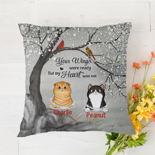 My Heart Not Ready Cats Memorial Personalized Polyester Linen Pillow