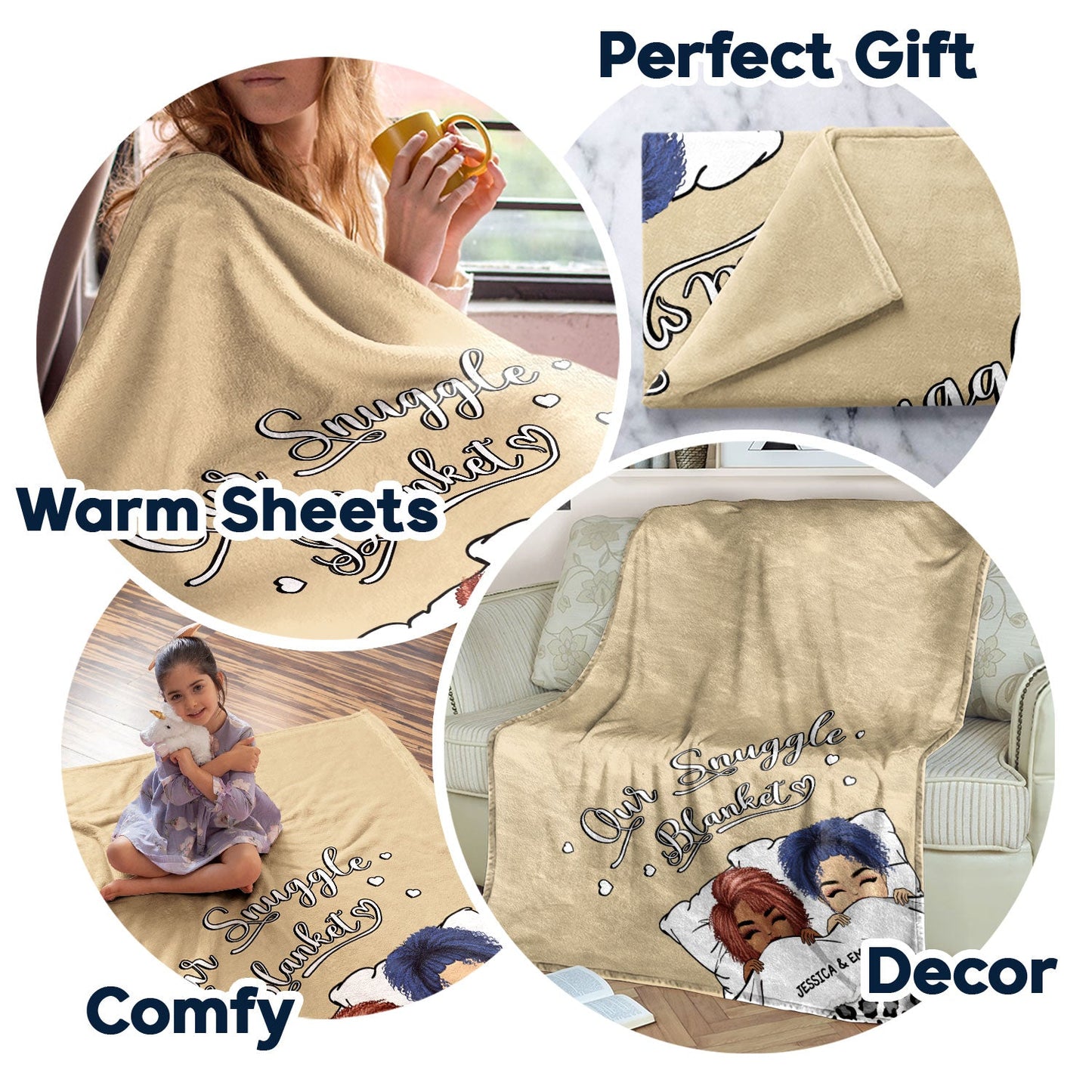 Couple Chibi Snuggle Blanket - Personalized Custom Fleece Blanket