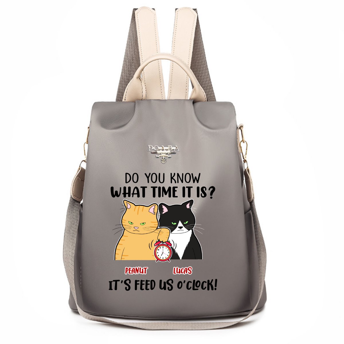 Feed Me O‘Clock Cats Personalized Backpack