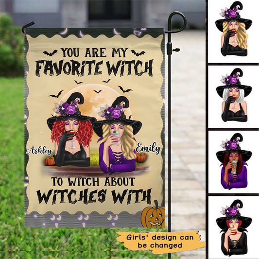 Halloween Witches Besties Personalized Garden Flag