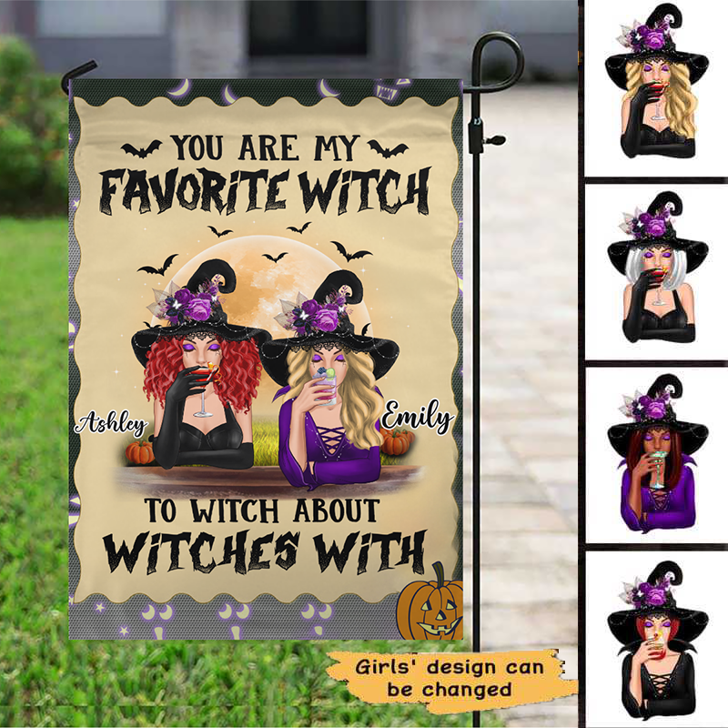 Halloween Witches Besties Personalized Garden Flag