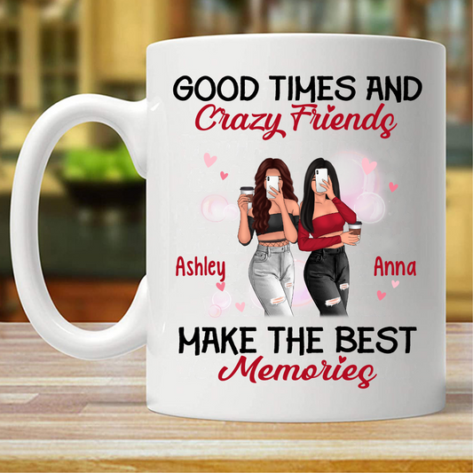 Standing Selfie Besties Crazy Friends Personalized Mug (Double-sided Printing)