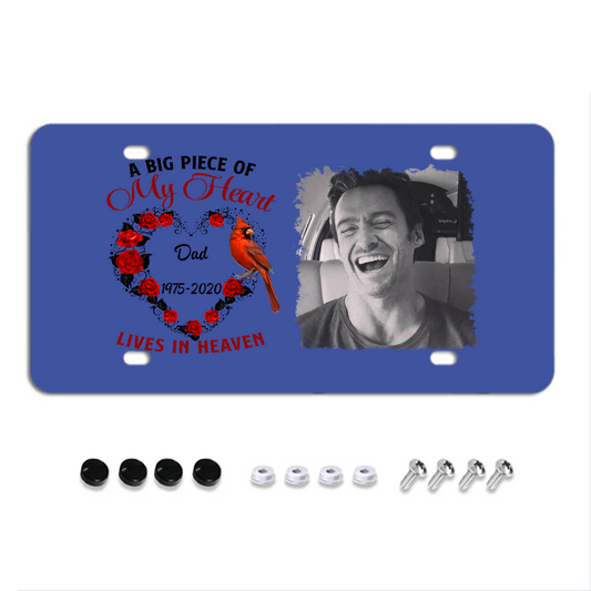 Rose And Cardinal Memorial Personalized Photo License Plates