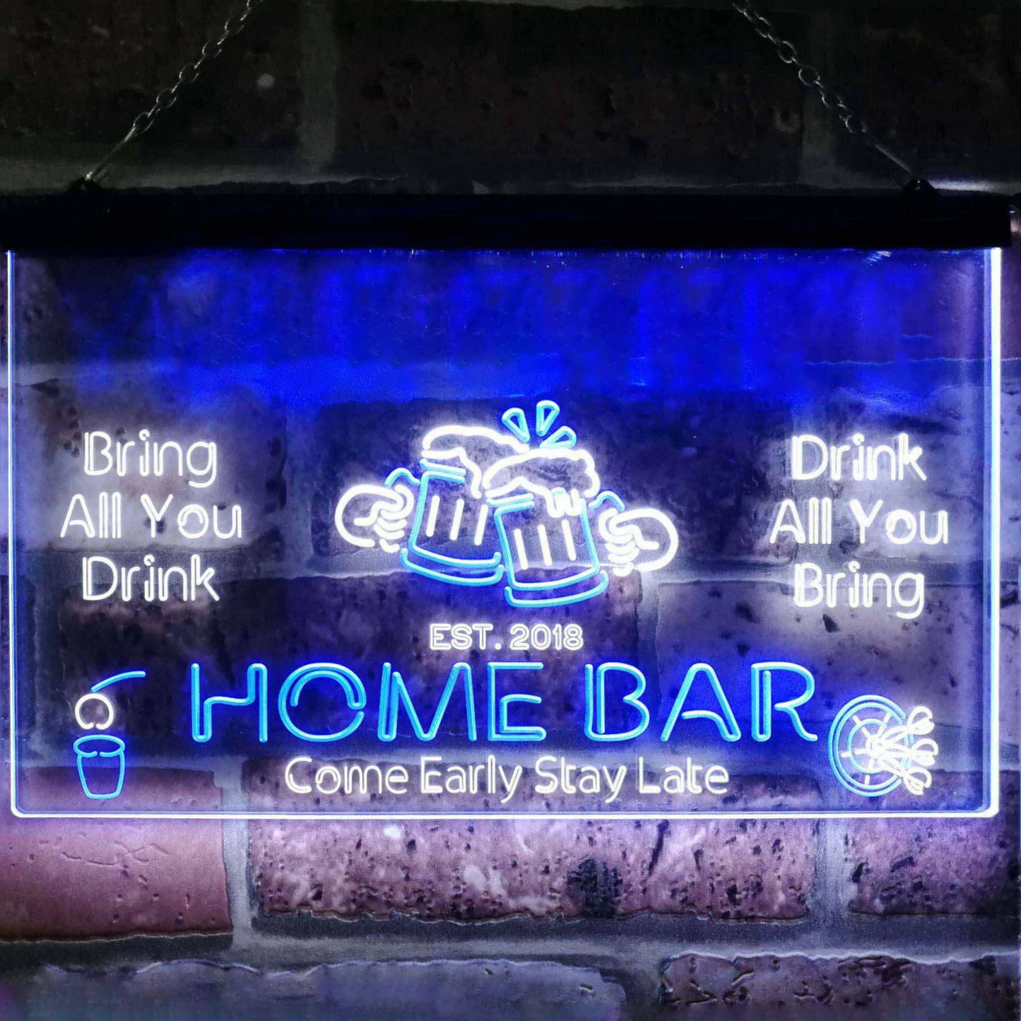 Personalized Your Name Custom Home Bar Neon Signs Beer Established Year Dual Color LED Acrylic Neon Light Sign