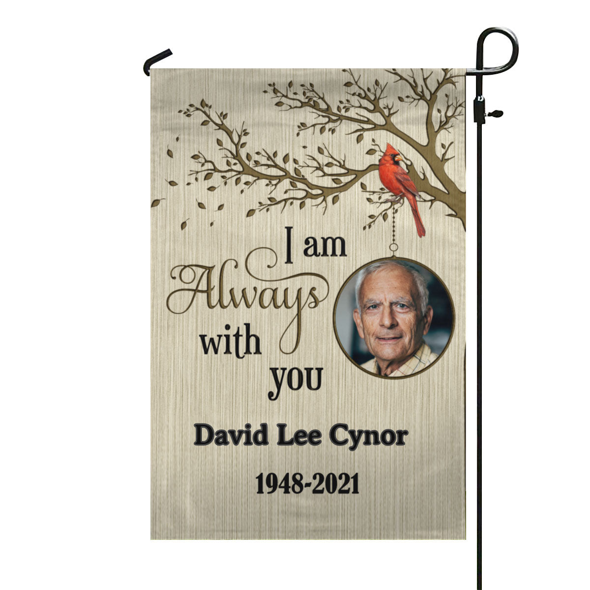 Wooden Tree Dad Mom Cardinals Personalized Memorial Garden & House Flag
