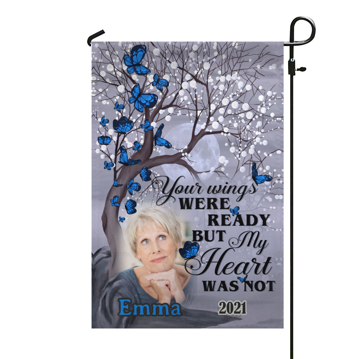 Your Wings Were Ready But My Heart Was Not Personalized Photo Memorial Garden & House Flag