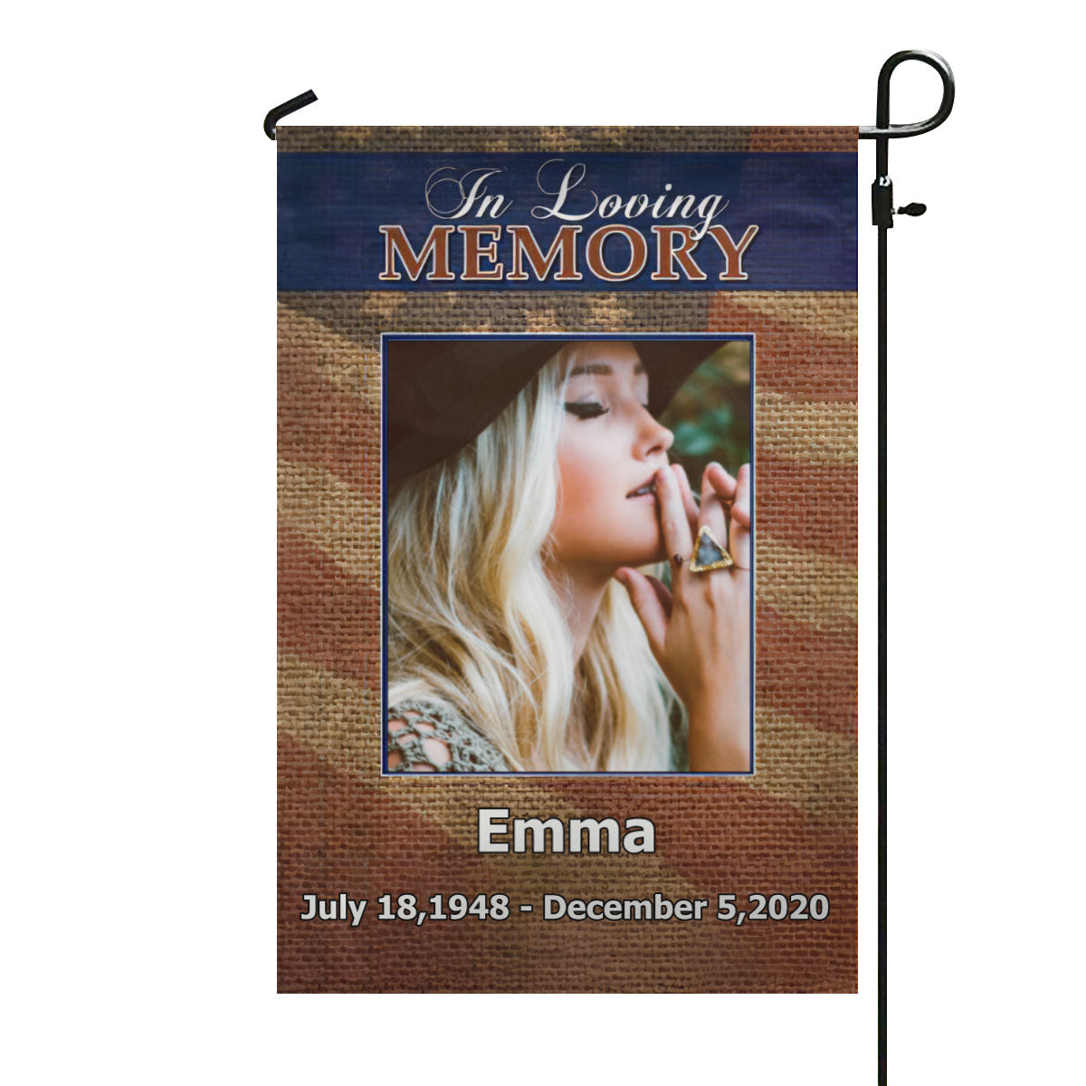 Red White and Blue In Loving Memory Personalized Photo Memorial Garden Flag