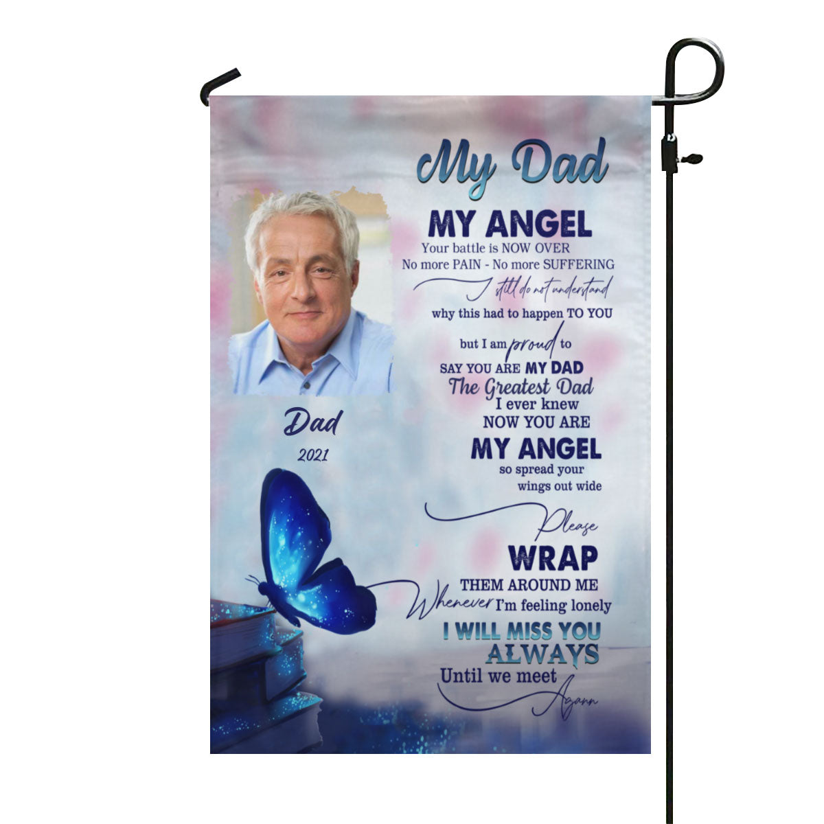 My Angel Your Battle Is Now Over Customized Memorial Flag With Your Own Photo