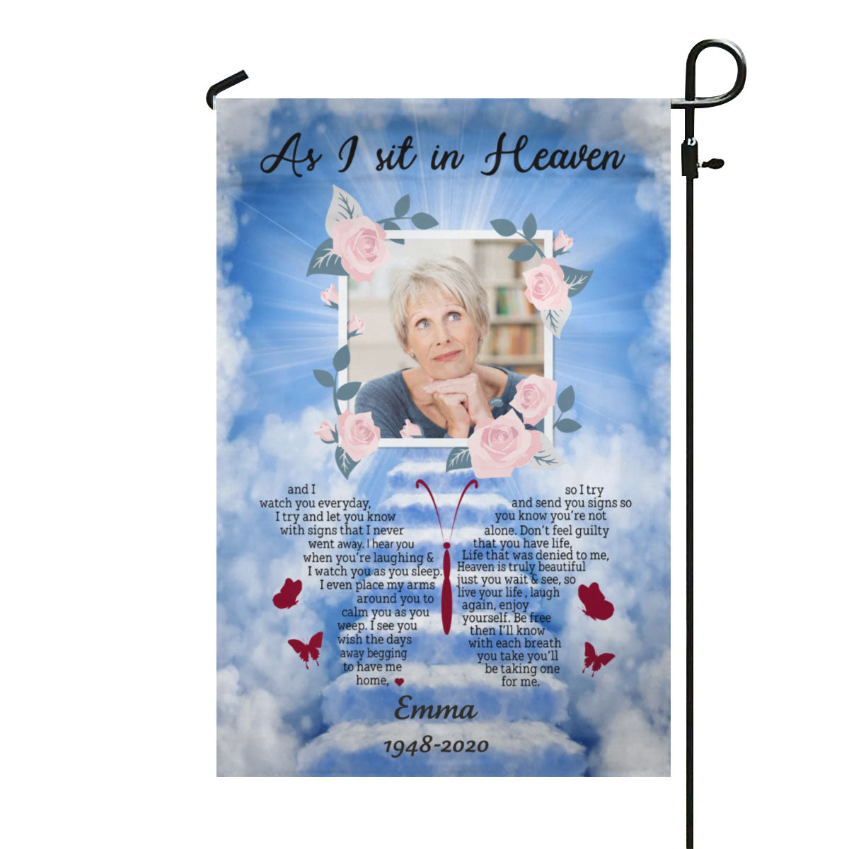 As I Sit In The Heaven Personalized Memorial Flag For Family Members With Your Own Photo