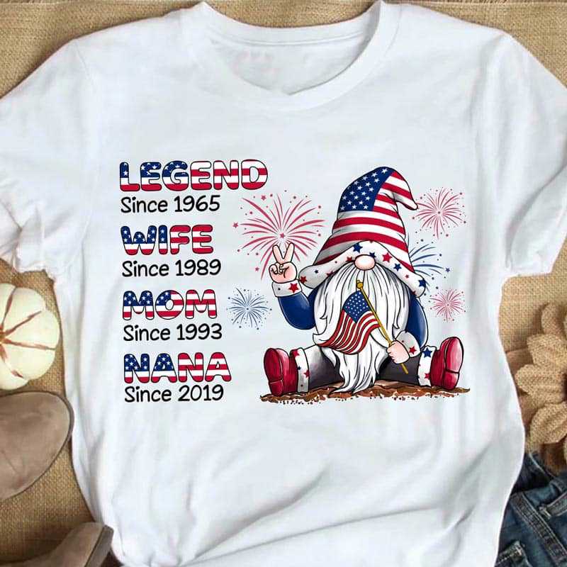 Gnome Grandma Legend 4th Of July Independence Day Personalized Shirt
