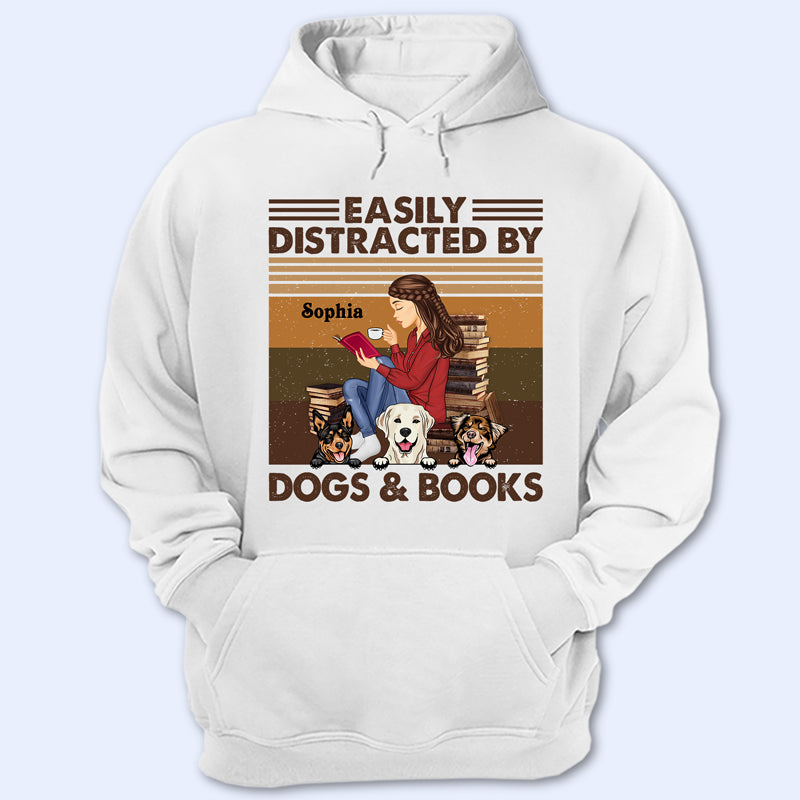 本や犬に気を取られやすい - 読書ギフト - パーソナライズされたカスタム パーカー スウェットシャツ