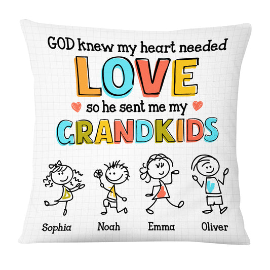 Personalized Grandkid Love Drawing Pillow