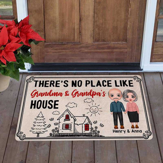 No Place Like Grandparents Doll Couple Personalized Doormat