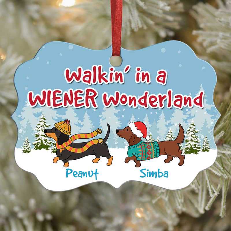 Dachshund Wiener Wonderland Dog Personalized Christmas Ornament