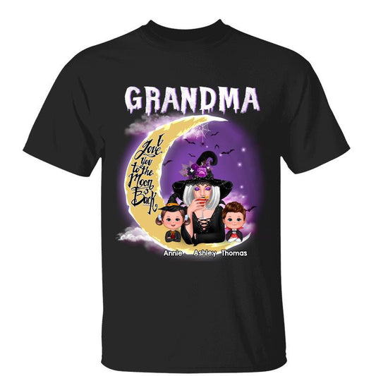 Halloween Moon Background Grandma Personalized Shirt