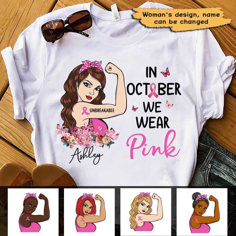 Breast Cancer In October We Wear Pink Personalized Shirt