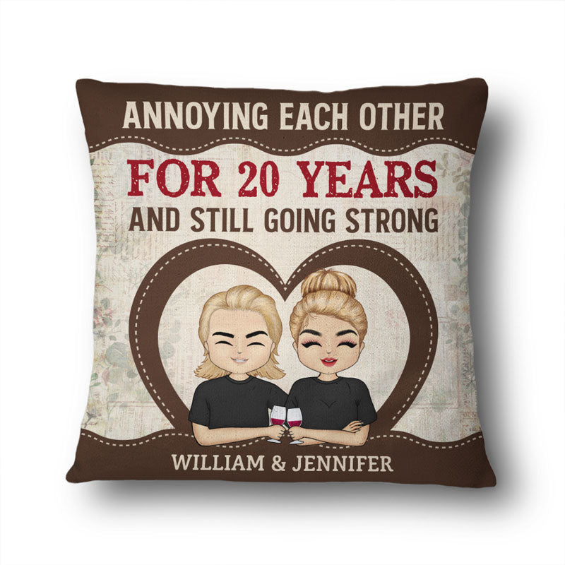 Chibi Couple Annoying Each Other - Couple Gift - Personalized Custom Pillow