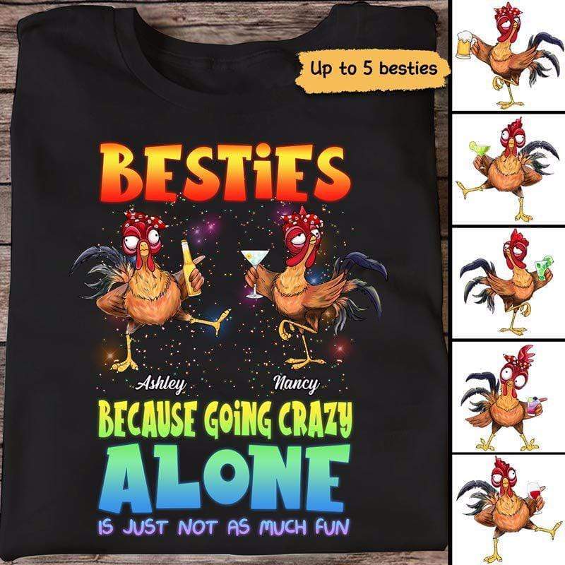 Colorful Crazy Chicken Besties Personalized Shirt