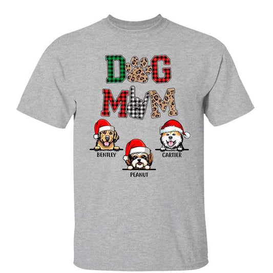 Dog Mom Christmas Pattern Peeking Dog Personalized Shirt