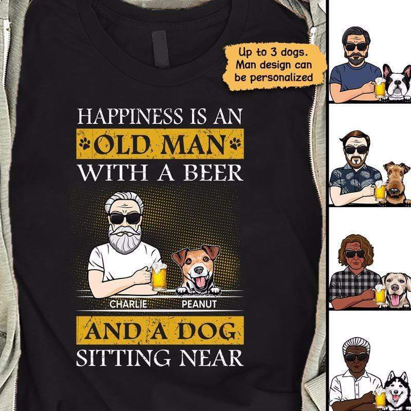 Happiness Old Man Beer Dog Personalized Shirt