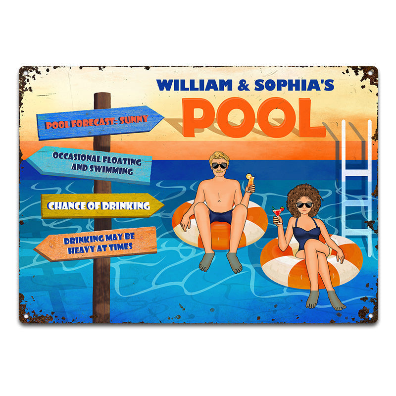 Pool Forecast Sunny - Poolside Decoration - Personalized Custom Classic Metal Signs
