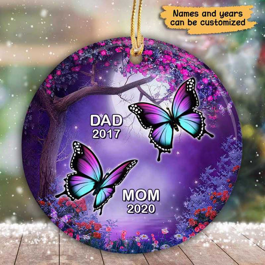 Purple Night Butterflies Memorial Personalized Ornament