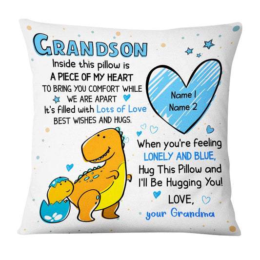 Personalized Mom Grandma Dinosaur Drawing Pillow