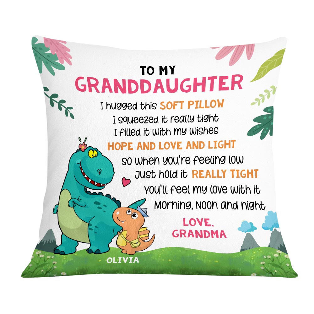 Personalized Dinosaur Grandson Granddaughter Pillow