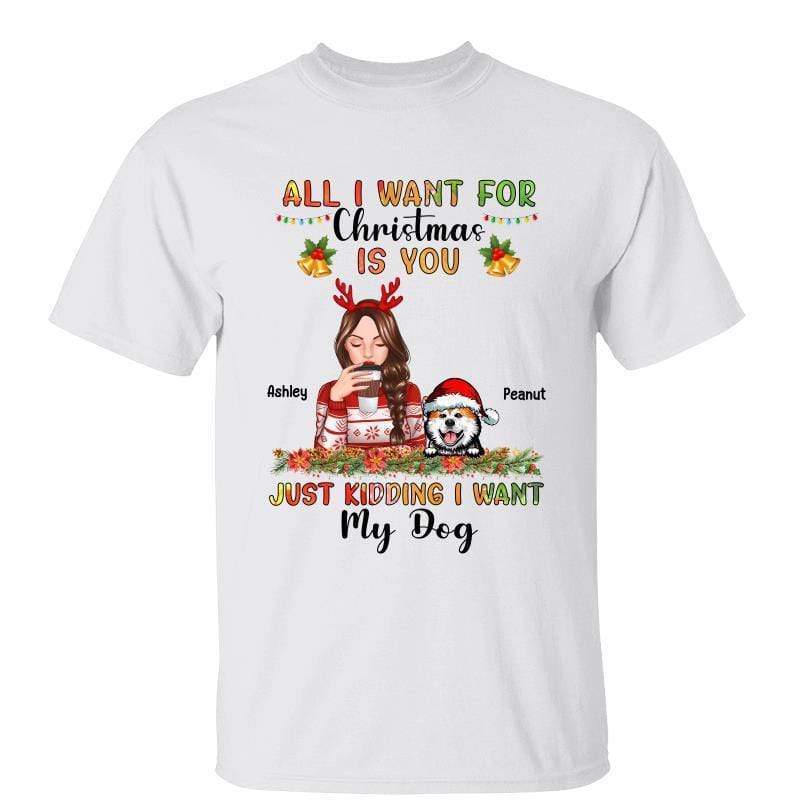 All I Want For Christmas Is Dogs 美しい女性 パーソナライズされたシャツ