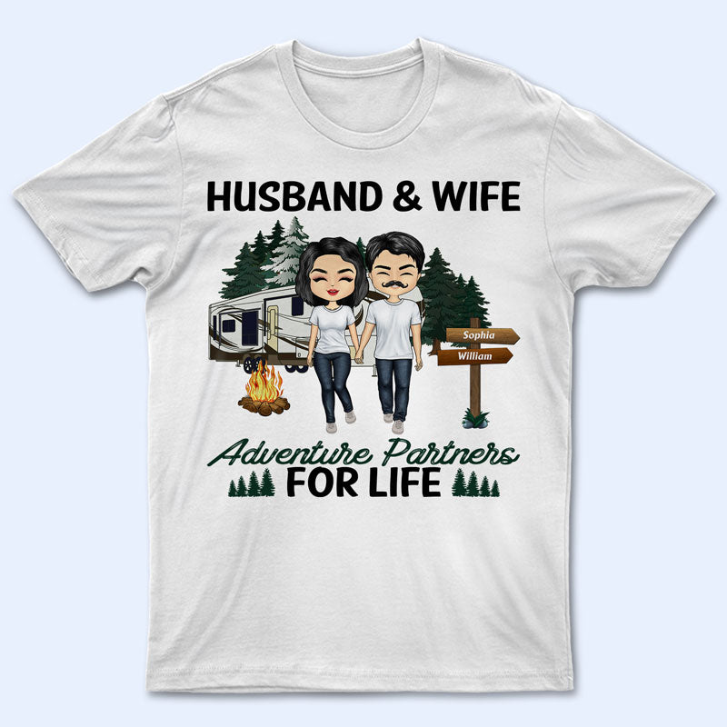 Husband And Wife Adventure Partners For Life - Gift For Couple - Personalized Custom T Shirt