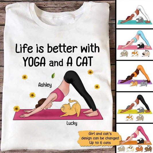 Better With Yoga And Cats Personalized Shirt