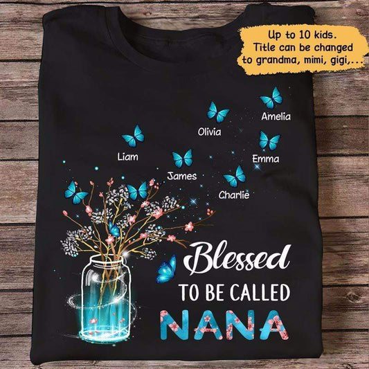 Blessed To Be Called Grandma Butterfly Personalized Shirt