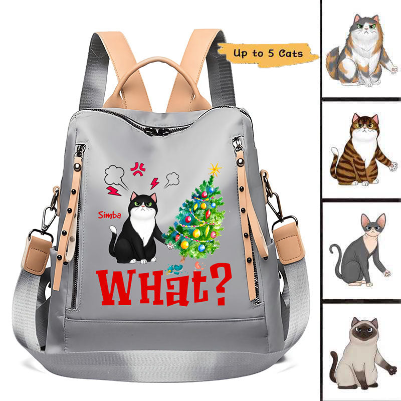 Cat What Christmas Tree Personalizes Backpack