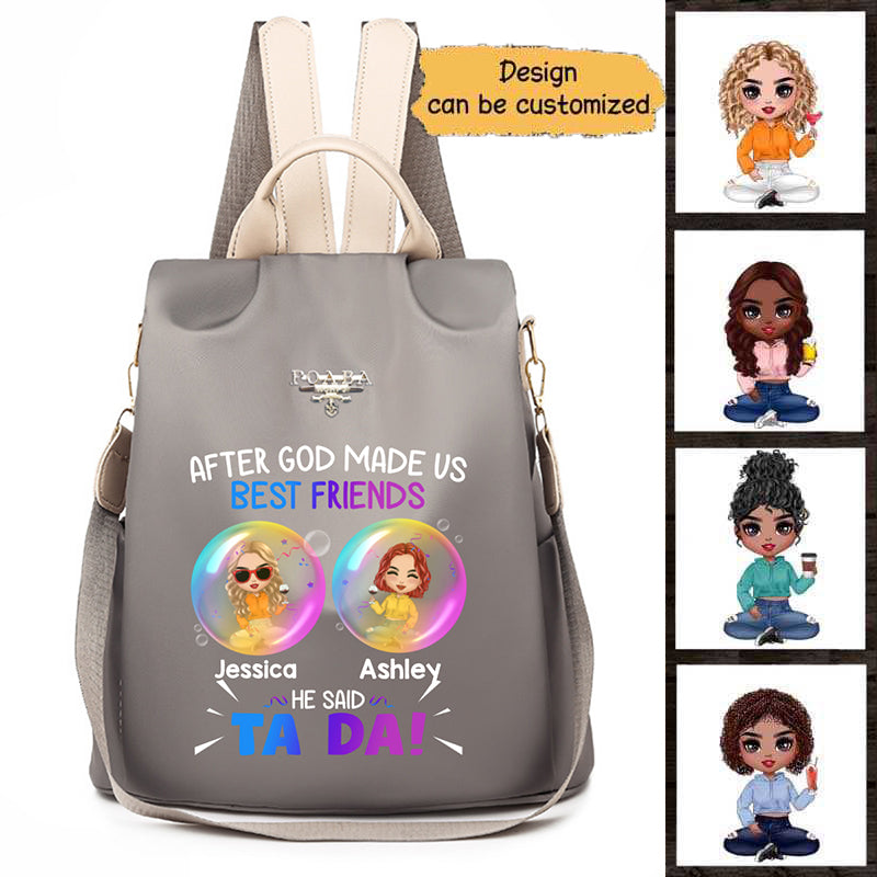 Doll Besties God Made Us Best Friends Personalized Backpack