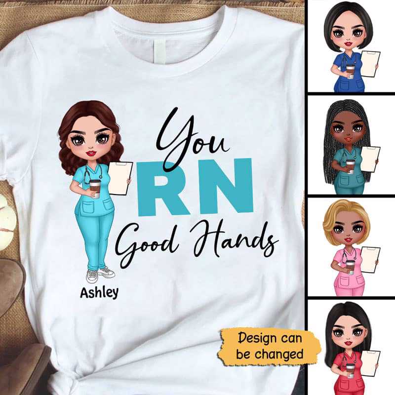 Doll Nurse You RN Good Hands Personalized Women Tank Top V Neck Casual Flowy Sleeveless
