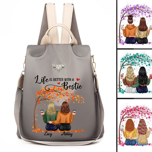 Fall Season Besties Under Tree Personalized Backpack