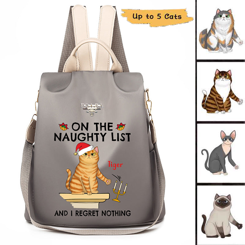 Naughty Cat Regret Nothing Christmas Personalized Backpack